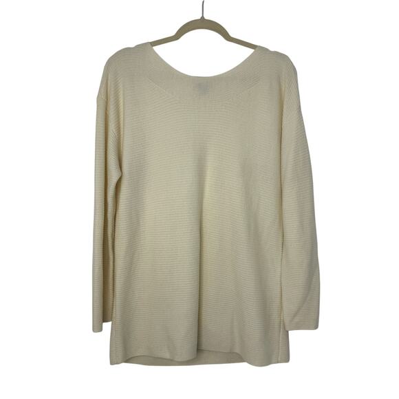 Talbots Lambswool Blend Sweater L Cream Minimalist Knit Pullover Quiet Luxury - Picture 1 of 6